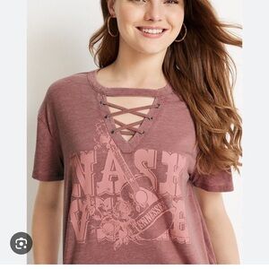 Maurices Women's Lace-Up Graphic Tee - Brown